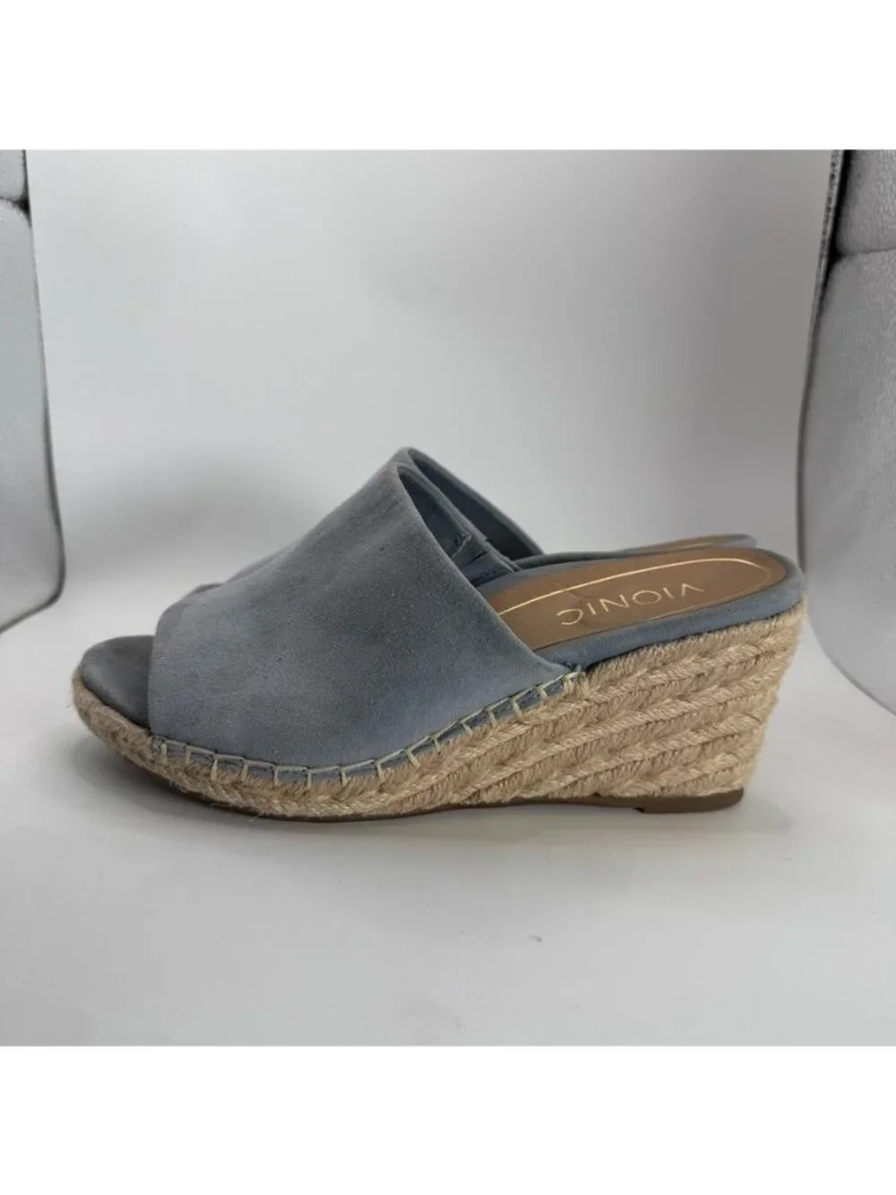 Vionic Tulum Kadyn Espadrille Wedge Slide Sandal Women Size 6 Blue Suede